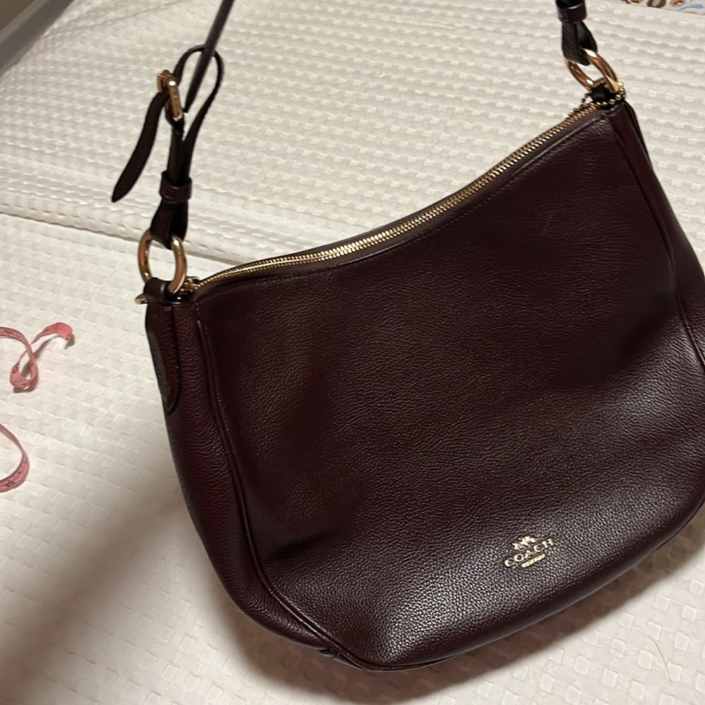 Coach Burgundy Leather Hobo Bag with Gold Hardware - Picture 5 of 7